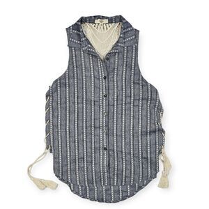 Entro Striped‎ Lace Up Sleeveless Tank Top Women's Size Small